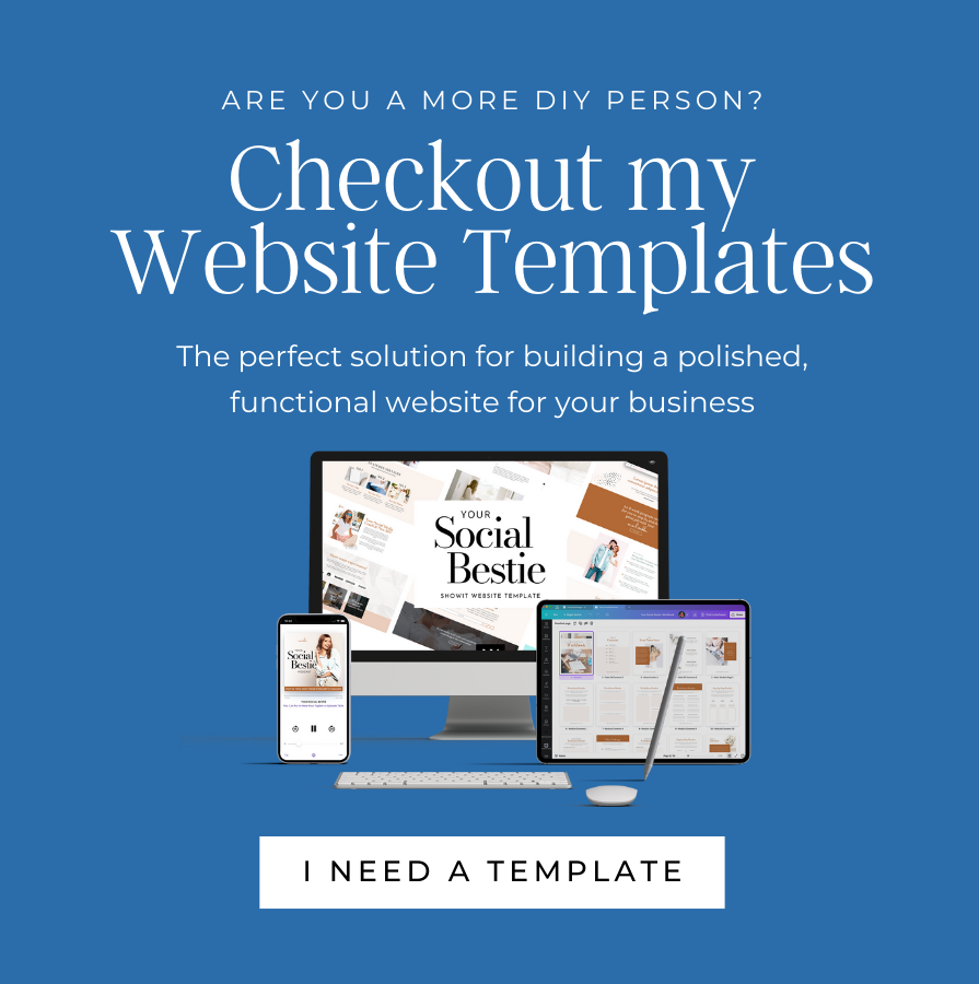 Graphic offering DIY Website templates for business owners.